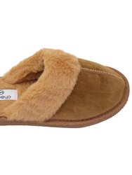 Furry Clog Slippers Indoor/Outdoor - Tan Suede