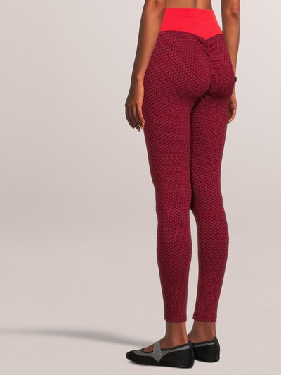 SOBEYO Legging Solid High Waisted Bubble Stretchable Fabric - Red product