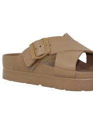 Light-Weight  Platform Sandals Criss-Cross Adjustable Buckles An - Tan