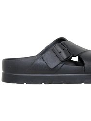 Light-Weight Platform Sandals Criss-Cross Adjustable Buckles - Black - Black