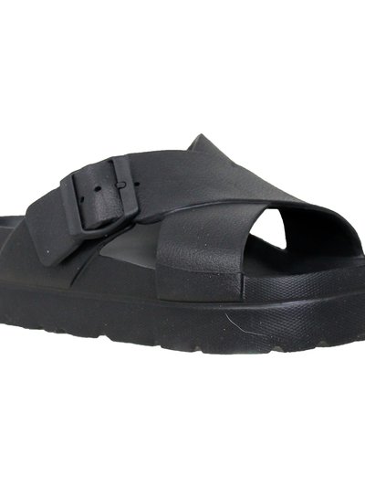 SOBEYO Light-Weight Platform Sandals Criss-Cross Adjustable Buckles - Black product