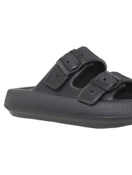 Lightweight EVA Platform Sandals Double Straps - Black - Black