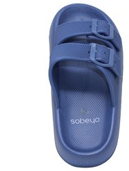 Lightweight EVA Platform Sandals Double Straps - Navy Blue