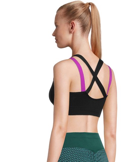 SOBEYO Sports Bra Padded Elastic Straps Cross Back - Black product