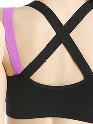 Sports Bra Padded Elastic Straps Cross Back - Black