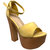 Women Platform Sandals Chunky Heel Closed Back Strap - Yellow Nubuck