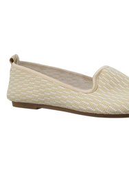 Women's Ballet Flats Sweater Soft Rubber Sole Shoes - Beige Suede