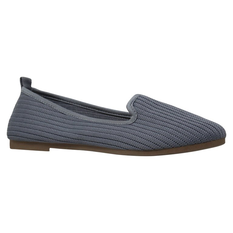 Women's Ballet Flats Sweater Soft Rubber Sole Shoes - Gray