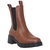 Women's Chunky Platform Chelsea Elastics Boots - Brown PU