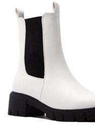 Women's Chunky Platform Chelsea Elastics Boots - White