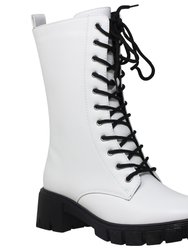 Women's Chunky Platform Lace-Up Boots - White
