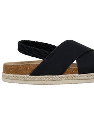 Women's Classic Criss Cross Platform Sandals Espadrilles Sling Back Black