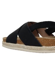 Women's Classic Criss Cross Platform Sandals Espadrilles Sling Back Black