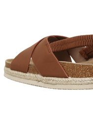 Women's Classic Criss Cross Platform Sandals Espadrilles Sling Back Tan