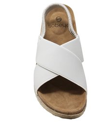 Women's Classic Criss Cross Platform Sandals Espadrilles Sling Back White
