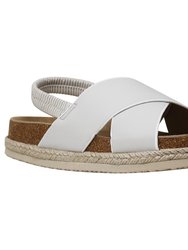 Women's Classic Criss Cross Platform Sandals Espadrilles Sling Back White - White