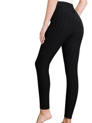 Womens'  Legging Bubble Stretchable Fabric Yoga Fitness Work-out Sport Black - Black