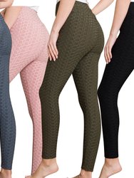 Womens'  Legging Bubble Stretchable Fabric Yoga Fitness Work-out Sport Black