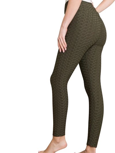 SOBEYO Womens'  Legging Bubble Stretchable Fabric Yoga Fitness Work-out Sport Olive product