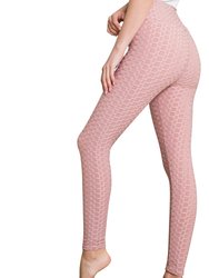 Womens'  Legging Bubble Stretchable Fabric Yoga Fitness Work-out Sport Pink - Pink