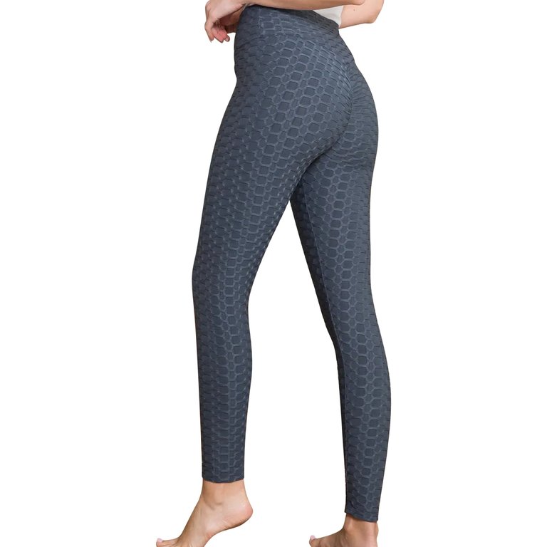 Womens' Legging Bubble Stretchable Fabric Yoga Fitness Work-Out Sport - Charcoal