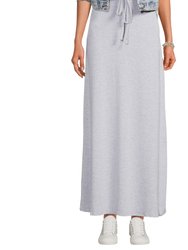 Women's Maxi Long Skirt Drawstring Waist Pockets Soft Comfort Fabric Gray - Gray
