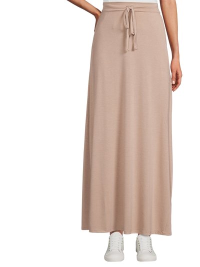 SOBEYO Women's Maxi Long Skirt Drawstring Waist Pockets Soft Comfort Fabric Taupe product