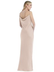 Asymmetrical One-Shoulder Cowl Maxi Slip Dress - 8211