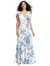 Bow-Shoulder Faux Wrap Maxi Dress With Tiered Skirt - 8233 - Cottage Rose Dusk Blue