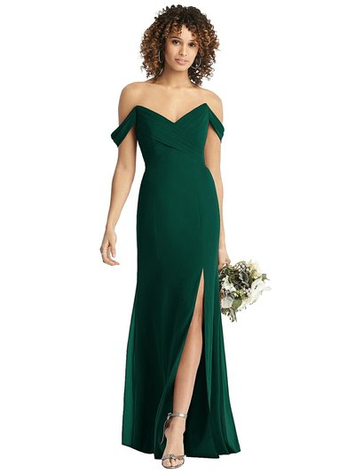 Social Bridesmaid Off-the-Shoulder Criss Cross Bodice Trumpet Gown - 8193  product