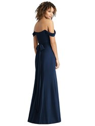 Off-the-Shoulder Criss Cross Bodice Trumpet Gown - 8193 