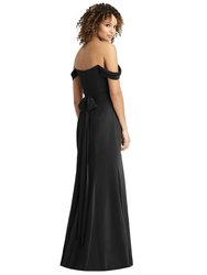 Off-the-Shoulder Criss Cross Bodice Trumpet Gown - 8193