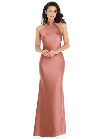 Social Bridesmaid Scarf Tie High-Neck Halter Maxi Slip Dress - 8223 product