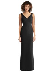 Sleeveless Tie Back Chiffon Trumpet Gown - 8194 - Black