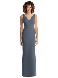 Sleeveless Tie Back Chiffon Trumpet Gown - 8194 - Silverstone