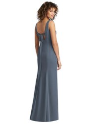 Sleeveless Tie Back Chiffon Trumpet Gown - 8194