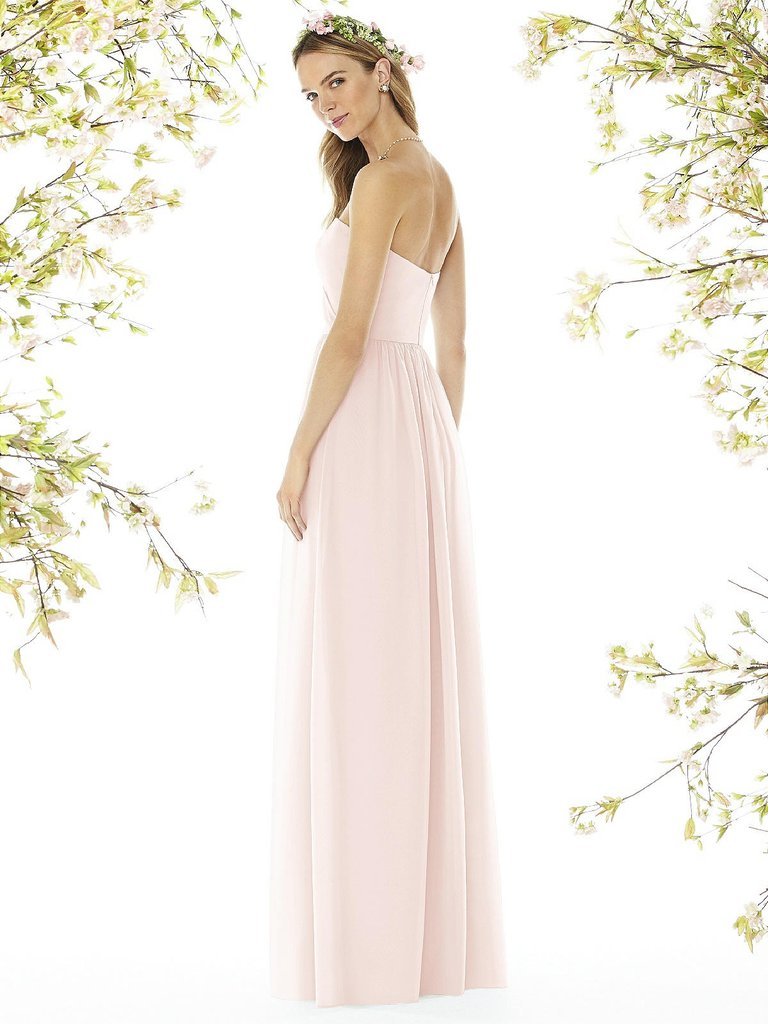 Strapless Draped Bodice Maxi Dress with Front Slits - 8159