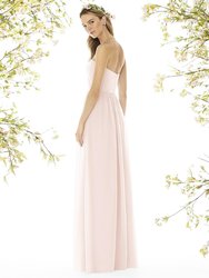 Strapless Draped Bodice Maxi Dress with Front Slits - 8159