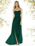 Strapless Draped Bodice Maxi Dress with Front Slits - 8159 - Hunter Green