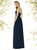 Strapless Draped Bodice Maxi Dress with Front Slits