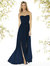 Strapless Draped Bodice Maxi Dress with Front Slits - Midnight Navy