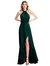 Tie-Neck Halter Maxi Dress With Asymmetric Cascade Ruffle Skirt - 8230 - Evergreen