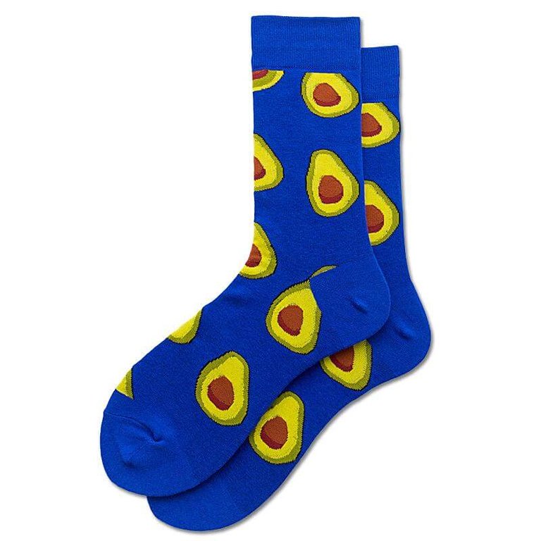 Avocado Patterned Socks - Blue/Yellow