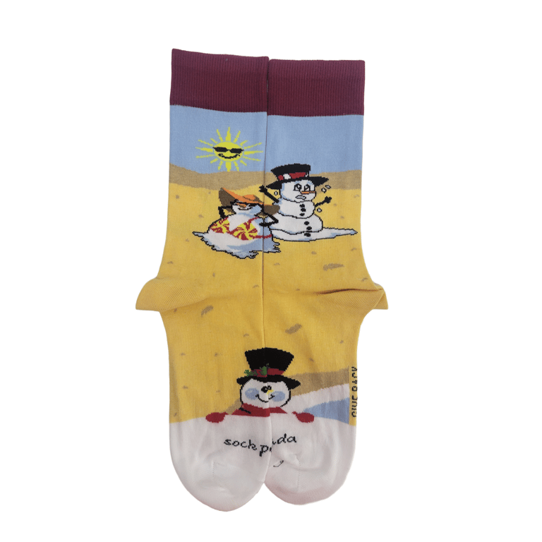 Beach Snowmen Socks From The Sock Panda - Adult Medium - Multicolor
