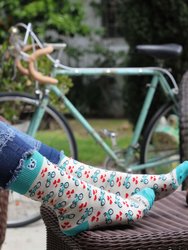 Bicycles & Hearts Patterned Socks