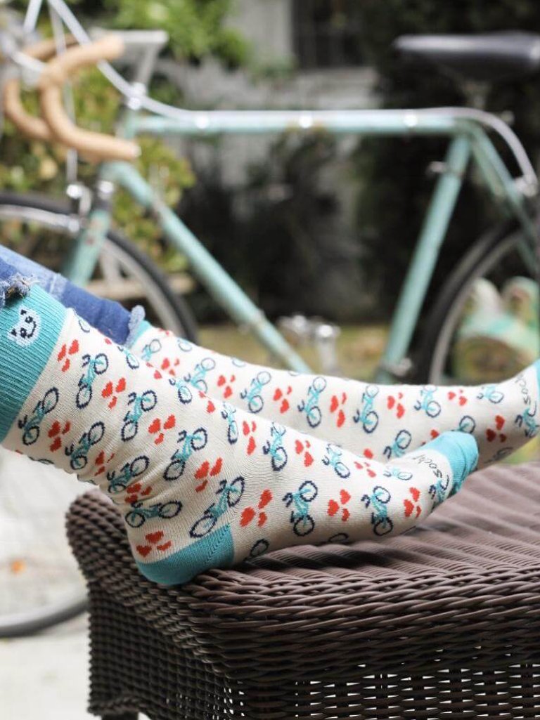 Bicycles & Hearts Patterned Socks