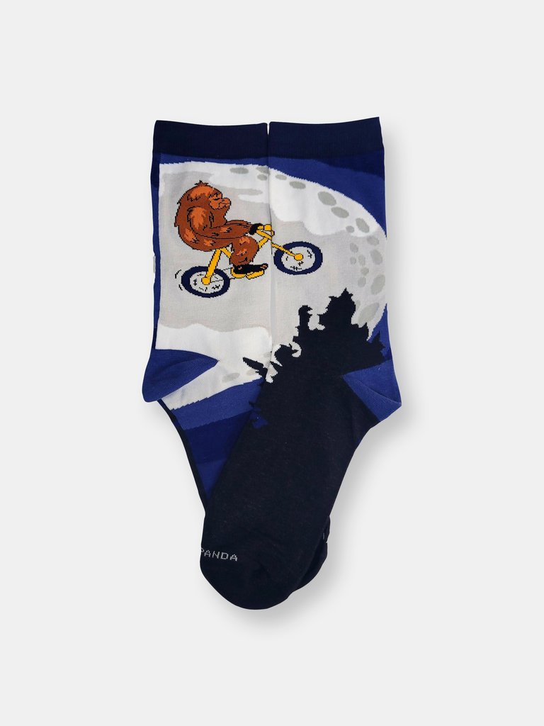 Big Foot Riding a Bike by the Moon Socks