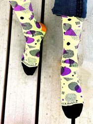 Bright Pop Art Yellow and Purple Patterned Socks