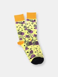 Bright Pop Art Yellow and Purple Patterned Socks