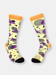 Bright Pop Art Yellow and Purple Patterned Socks - Multi